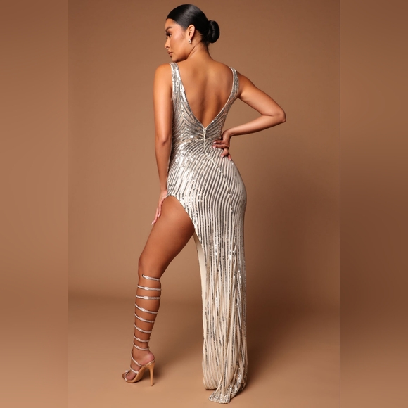 Silver sequins long maxi dress - Picture 5 of 5